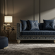 Luxurious Blue Velvet Inlay Sofa | Luxury Handmade Sofa