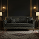 Luxurious Black Hexagon Pattern Inlay Sofa | Luxury Handmade Sofa