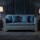 Inlay Blue Patterned Sofa with Cushions | Luxury Handmade Sofa