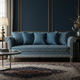Luxury Blue Inlay Sofa with Geometric Pattern | Luxury Handmade Sofa