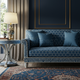 Luxury Inlay Patterned Blue Sofa | Luxury Handmade Sofa