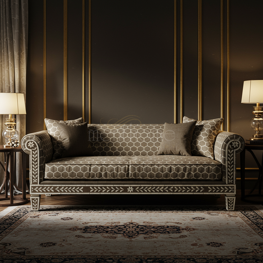 Elegant Inlay Patterned Sofa | Luxury Handmade Sofa