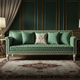 Elegant Green Inlay Sofa with Geometric Pattern | Luxury Handmade Sofa