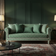 Elegant Green Inlay Sofa with Geometric Patterns | Luxury Handmade Sofa