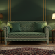 Luxury Green Inlay Sofa with Hexagonal Pattern | Luxury Handmade Sofa