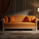 Luxury Inlay Orange Hex Pattern Sofa | Luxury Handmade Sofa