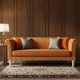 Luxury Inlay Patterned Orange Upholstered Sofa | Luxury Handmade Sofa