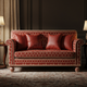 Luxury Inlay Patterned Red Sofa | Luxury Handmade Sofa