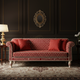Elegant Red Inlay Sofa with Geometric Pattern | Luxury Handmade Sofa