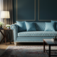 Elegant Blue Inlay Sofa with Patterned Upholstery | Luxury Handmade Sofa