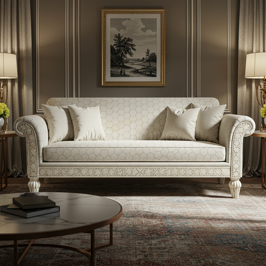 Elegant Inlay Patterned Luxury Sofa | Luxury Handmade Sofa