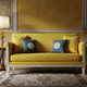 Luxury Yellow Inlay Sofa with Hexagonal Pattern | Luxury Handmade Sofa