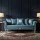 Elegant Blue Inlay Floral Sofa | Luxury Handmade Sofa