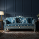 Elegant Inlay Blue Floral Pattern Sofa | Luxury Handmade Sofa