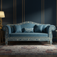 Elegant Blue Inlay Sofa with Floral Motifs | Luxury Handmade Sofa