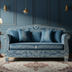 Luxury Blue Inlay Sofa with Floral Design | Luxury Handmade Sofa