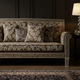 Elegant Brown Inlay Sofa with Leaf Motif | Luxury Handmade Sofa