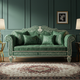Luxury Green Inlay Sofa with Floral Detailing | Luxury Handmade Sofa