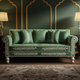 Elegant Green Inlay Sofa with Traditional Leaf Motif | Luxury Handmade Sofa
