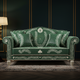 Inlay Floral Pattern Green Sofa | Luxury Handmade Sofa