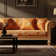 Elegant Orange Inlay Patterned Sofa | Luxury Handmade Sofa
