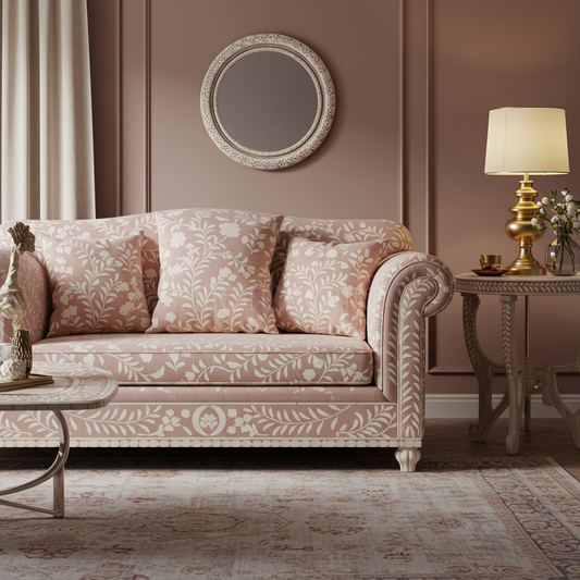 Elegant Inlay Floral Pattern Sofa | Luxury Handmade Sofa