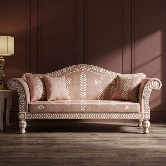 Elegant Handcrafted Inlay Sofa | Luxury Handmade Sofa