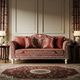 Elegant Red and Cream Inlay Sofa | Luxury Handmade Sofa