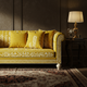 Luxury Yellow Inlay Pattern Sofa with Cushions | Luxury Handmade Sofa
