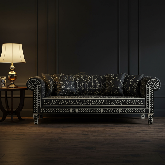 Luxury Black and White Inlay Sofa | Luxury Handmade Sofa