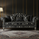 Handcrafted Black Floral Inlay Sofa | Luxury Handmade Sofa