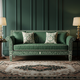 Elegant Green Inlay Sofa with Floral Motifs | Luxury Handmade Sofa
