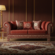 Elegant Red Inlay Sofa with Decorative Cushion Set | Luxury Handmade Sofa