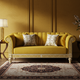 Luxury Yellow Inlay Sofa with Floral Accents | Luxury Handmade Sofa