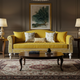 Elegant Yellow Inlay Sofa with Classic Detailing | Luxury Handmade Sofa