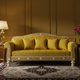 Elegant Yellow Inlay Sofa with Floral Detailing | Luxury Handmade Sofa