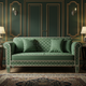 Elegance Inlay Green Sofa | Luxury Handmade Sofa