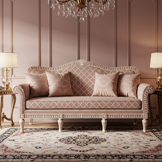 Elegant Inlay Vintage Style Sofa | Luxury Handmade Sofa