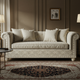 Elegant Beige Inlay Sofa with Plush Cushions | Luxury Handmade Sofa