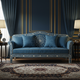Elegant Blue Inlay Sofa with Floral Detailing | Luxury Handmade Sofa