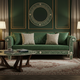 Luxurious Green Inlay Sofa with Floral Detailing | Luxury Handmade Sofa