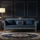 Luxury Blue Inlay Sofa with Floral Detailing | Luxury Handmade Sofa