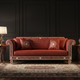 Luxury Red Leather Inlay Sofa with Handcrafted Floral Patterns | Luxury Handmade Sofa