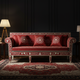 Luxury Red Inlay Sofa with Floral Motif | Luxury Handmade Sofa