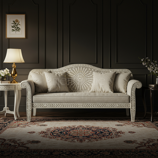 Elegant Handcrafted Inlay Sofa | Luxury Handmade Sofa
