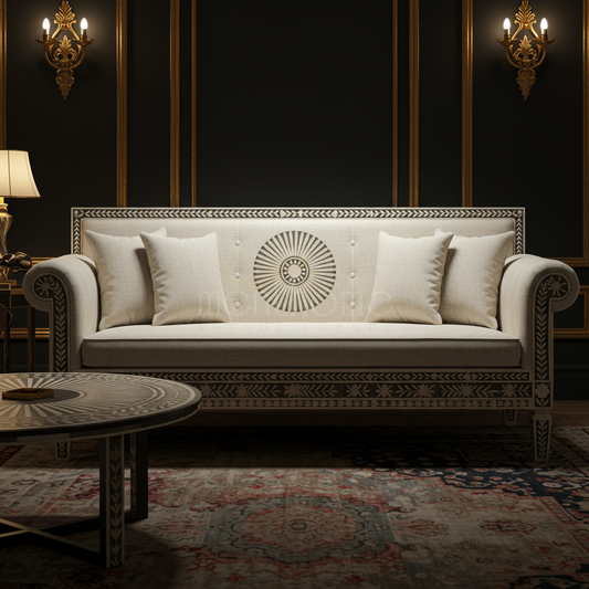 Elegant Handcrafted Inlay Luxury Sofa | Luxury Handmade Sofa