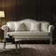 Elegant Inlay Sofa with Floral Motif Upholstery | Luxury Handmade Sofa