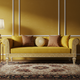 Luxury Inlay Yellow Sofa with Decorative Cushions | Luxury Handmade Sofa