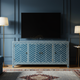 Blue Inlay Geometric Pattern TV Cabinet | Luxury Handmade TV Cabinet