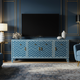 Luxury Blue Inlay TV Cabinet with Chevron Pattern | Luxury Handmade TV Cabinet